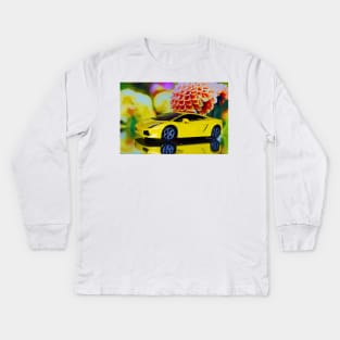 Surreal Yellow Sports Car Kids Long Sleeve T-Shirt